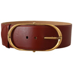 Dolce & Gabbana Elegant Maroon Leather Belt with Gold Accents Dolce & Gabbana Saddle Brown