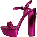 Dolce & Gabbana Dolce & Gabbana Fuchsia Leather Platform Logo Keira Sandals Shoes LA11488-39 1728,67345645728,Dolce & Gabbana,EU39/US8.5,Fuchsia,Material: 64% PU 36% Polyester,Preowned / Defect,Sandals - Women - Shoes,Women