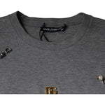 Dolce & Gabbana Dolce & Gabbana Gray Cotton Blend Embellished Tee T-shirt TSH87077-44 1728,67345645728,Dolce & Gabbana,Gray,IT44 | XS,Material: 70% Cotton 30% Nylon,Men,Preowned / Defect,T-Shirts - Men - Clothing