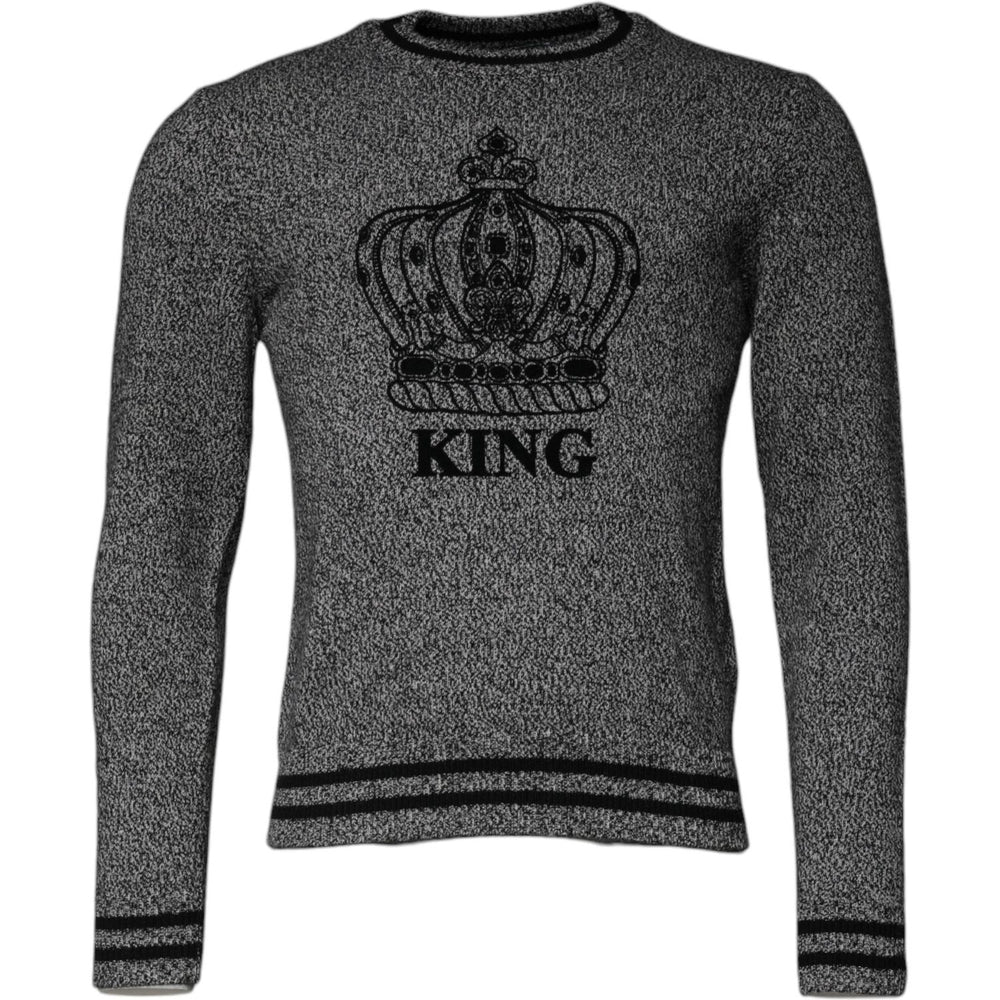 Dolce & Gabbana Gray Crown King Cashmere Pullover Sweater TSH87573-46