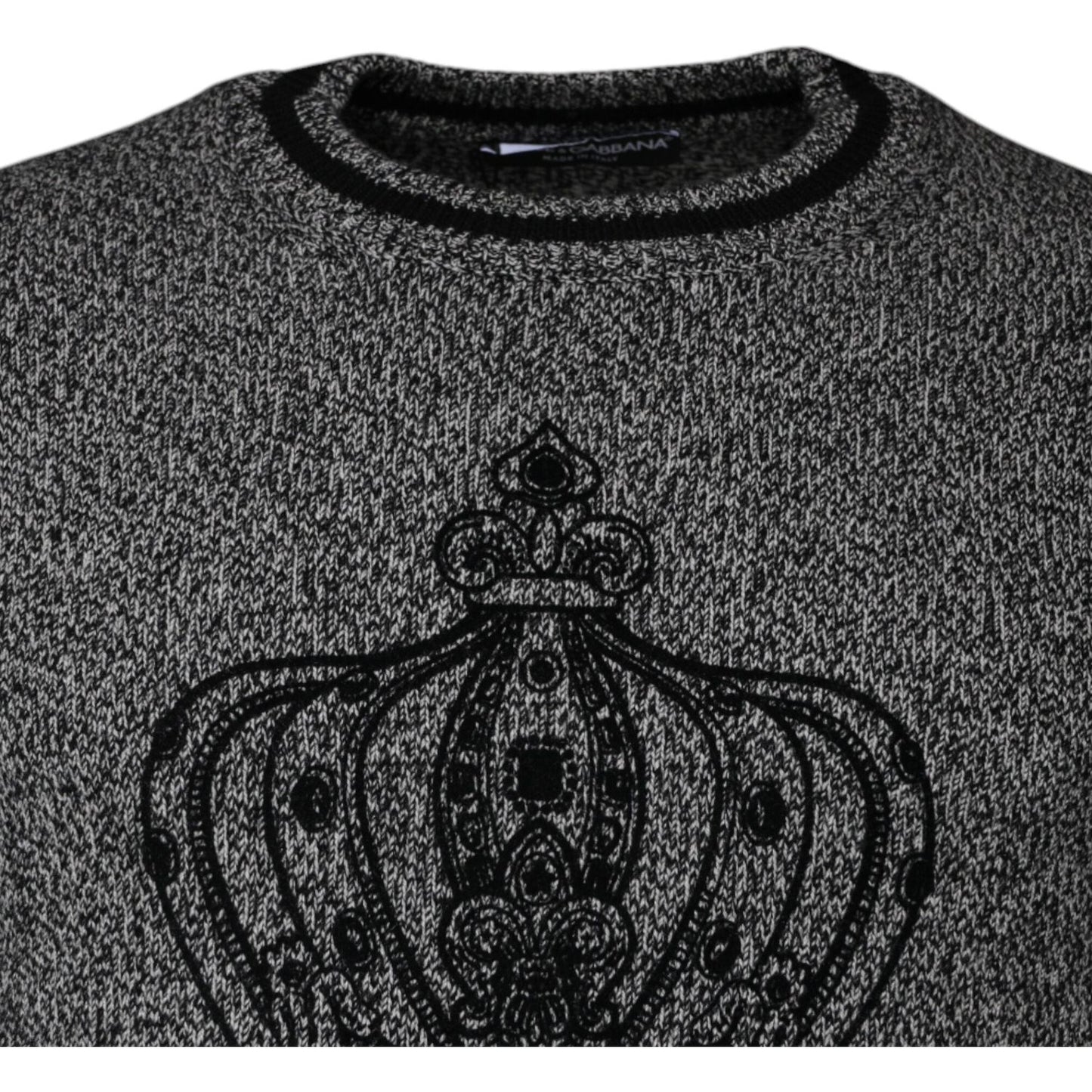 Dolce & Gabbana Gray Crown King Cashmere Pullover Sweater TSH87573-46