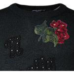 Dolce & Gabbana Gray Embellished Crew Neck Pullover Sweater TSH86975-44