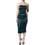 Dolce & Gabbana Green Silk Blend Satin Fitted Strapless Dress DR28060-40