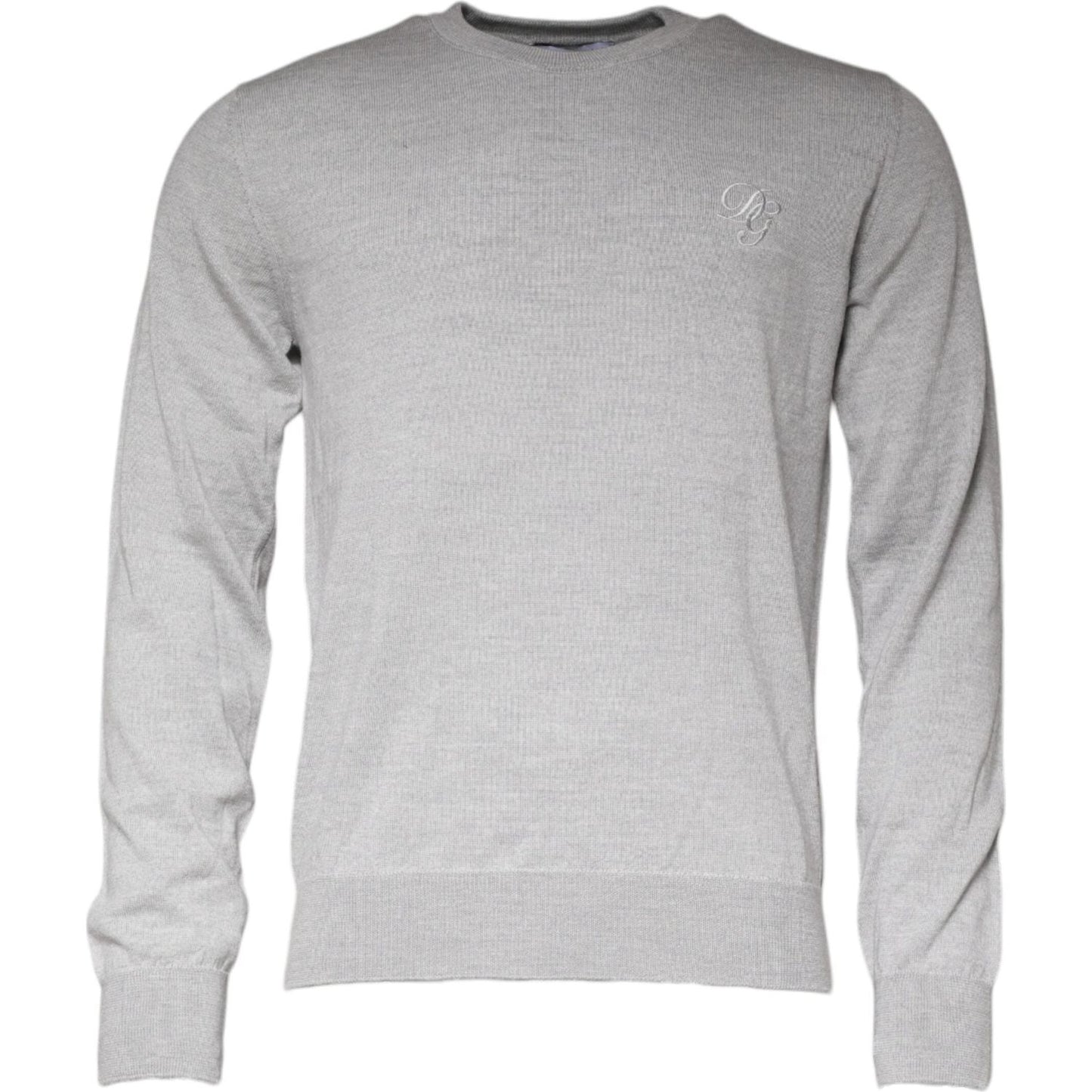 Dolce & Gabbana Dolce & Gabbana Light Gray Wool Crew Neck Pullover Sweater TSH87063-48 1728,67345645728,Dolce & Gabbana,Gray,IT48 | M,Material: 100% Virgin Wool,Men,Preowned / Defect,Sweaters - Men - Clothing