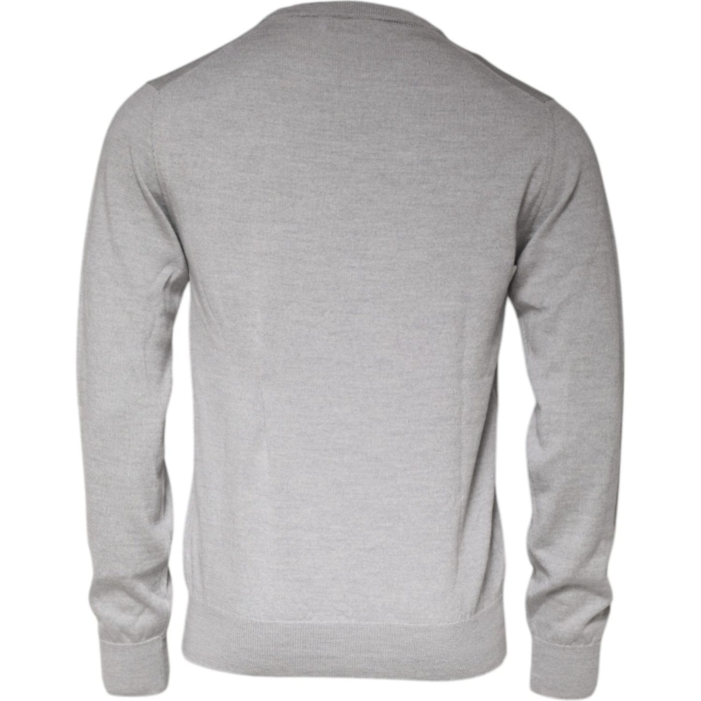 Dolce & Gabbana Dolce & Gabbana Light Gray Wool Crew Neck Pullover Sweater TSH87063-48 1728,67345645728,Dolce & Gabbana,Gray,IT48 | M,Material: 100% Virgin Wool,Men,Preowned / Defect,Sweaters - Men - Clothing