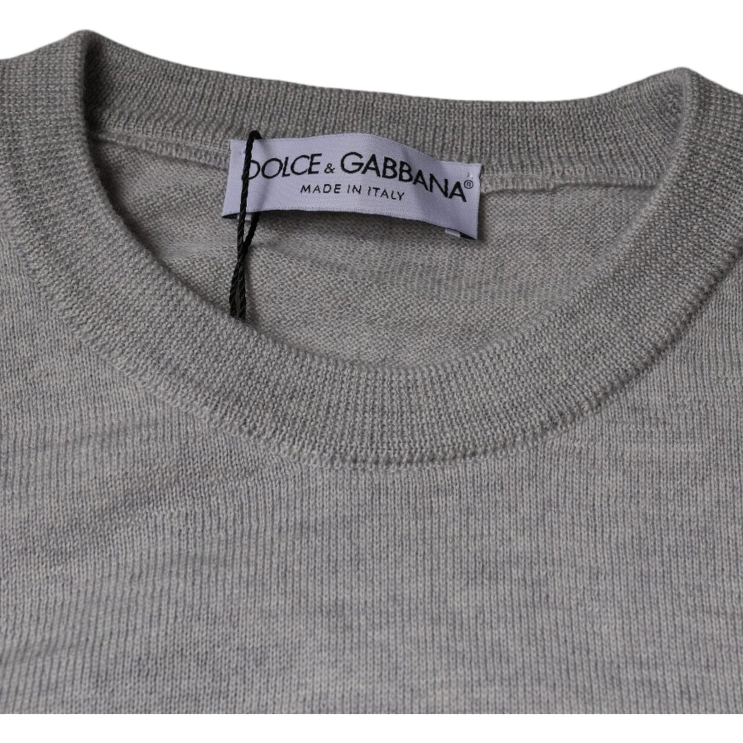 Dolce & Gabbana Dolce & Gabbana Light Gray Wool Crew Neck Pullover Sweater TSH87063-48 1728,67345645728,Dolce & Gabbana,Gray,IT48 | M,Material: 100% Virgin Wool,Men,Preowned / Defect,Sweaters - Men - Clothing