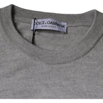 Dolce & Gabbana Dolce & Gabbana Light Gray Wool Crew Neck Pullover Sweater TSH87063-48 1728,67345645728,Dolce & Gabbana,Gray,IT48 | M,Material: 100% Virgin Wool,Men,Preowned / Defect,Sweaters - Men - Clothing