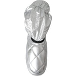 Dolce & Gabbana Metallic Silver Quilted Logo Patch Boot Shoes LA11147-39