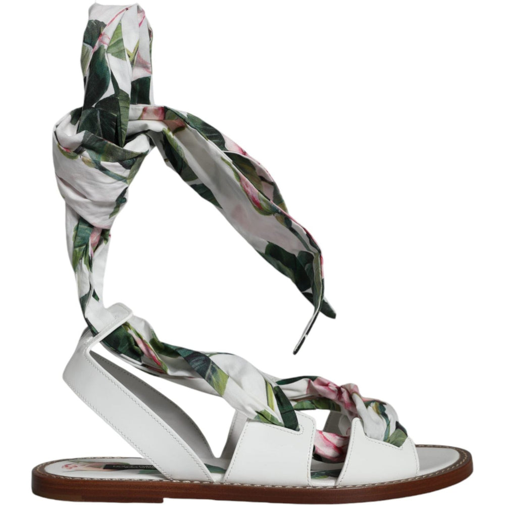 Dolce & Gabbana Multicolor Floral Print Ankle Wrap Sandals Shoes LA11658-36