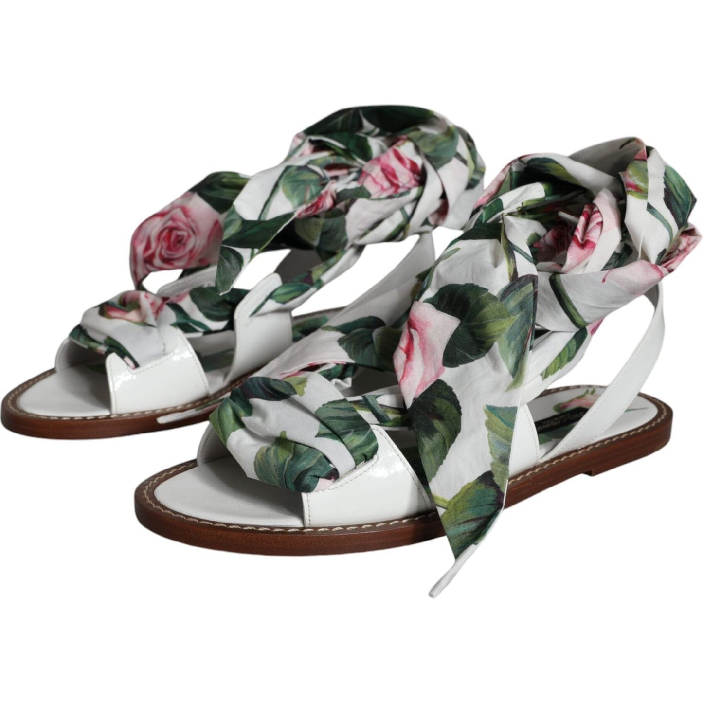 Dolce & Gabbana Multicolor Floral Print Ankle Wrap Sandals Shoes LA11658-36