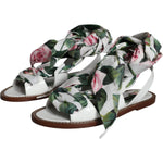 Dolce & Gabbana Multicolor Floral Print Ankle Wrap Sandals Shoes LA11658-36