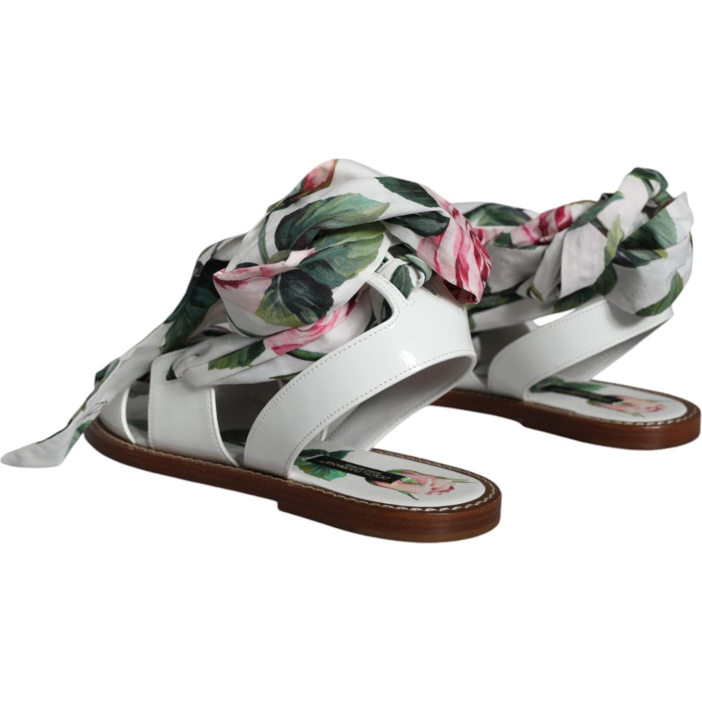 Dolce & Gabbana Multicolor Floral Print Ankle Wrap Sandals Shoes LA11658-36
