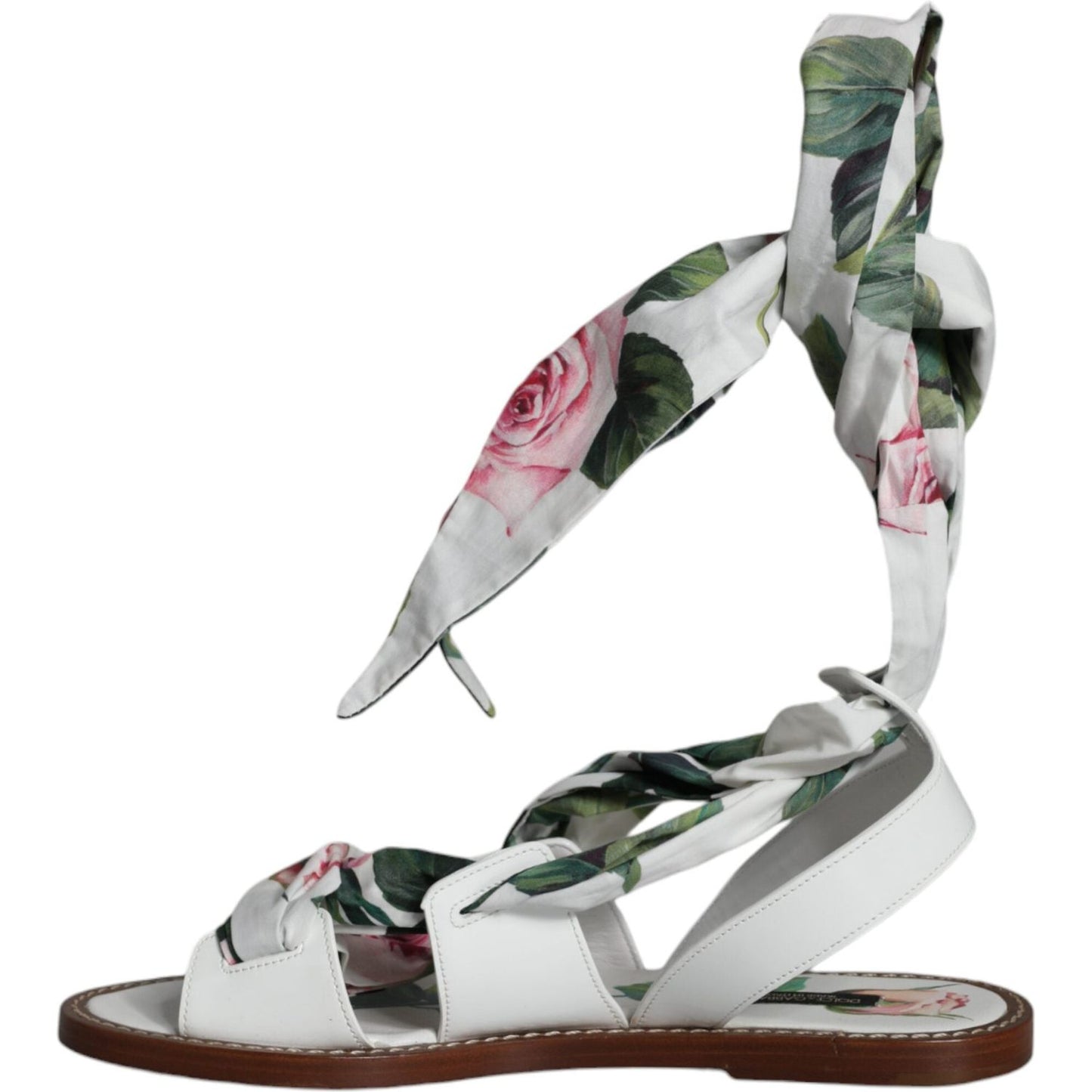 Dolce & Gabbana Multicolor Floral Print Ankle Wrap Sandals Shoes LA11658-36