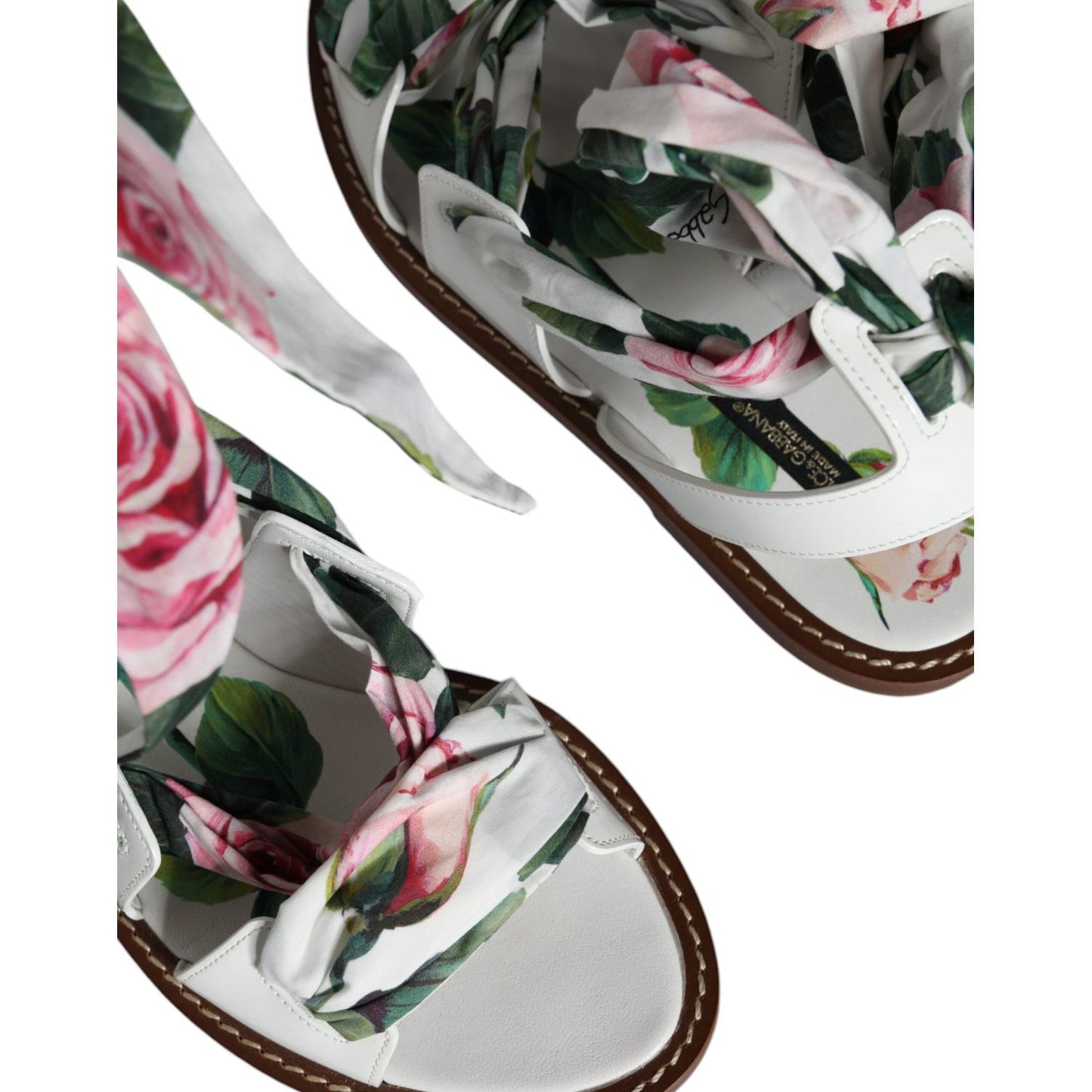 Dolce & Gabbana Multicolor Floral Print Ankle Wrap Sandals Shoes LA11658-36