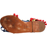 Dolce & Gabbana Multicolor Pom Pom Fur Wrap Sandals Shoes LA11841-39