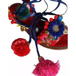 Dolce & Gabbana Multicolor Pom Pom Fur Wrap Sandals Shoes LA11841-39