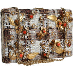 Dolce & Gabbana Multicolor Tweed Floral Clutch Crossbody Bag BAG4129