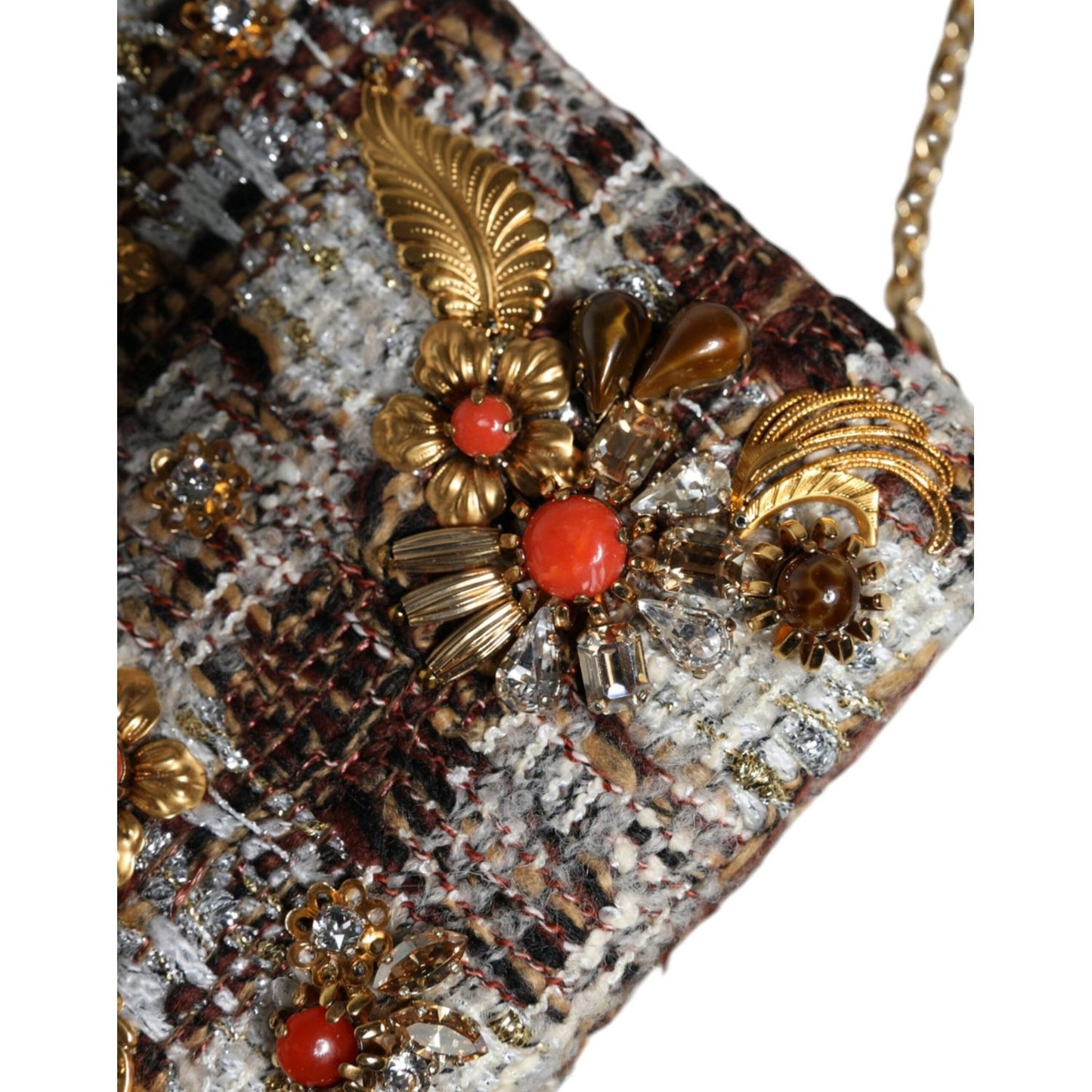 Dolce & Gabbana Multicolor Tweed Floral Clutch Crossbody Bag BAG4129