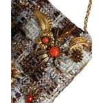 Dolce & Gabbana Multicolor Tweed Floral Clutch Crossbody Bag BAG4129