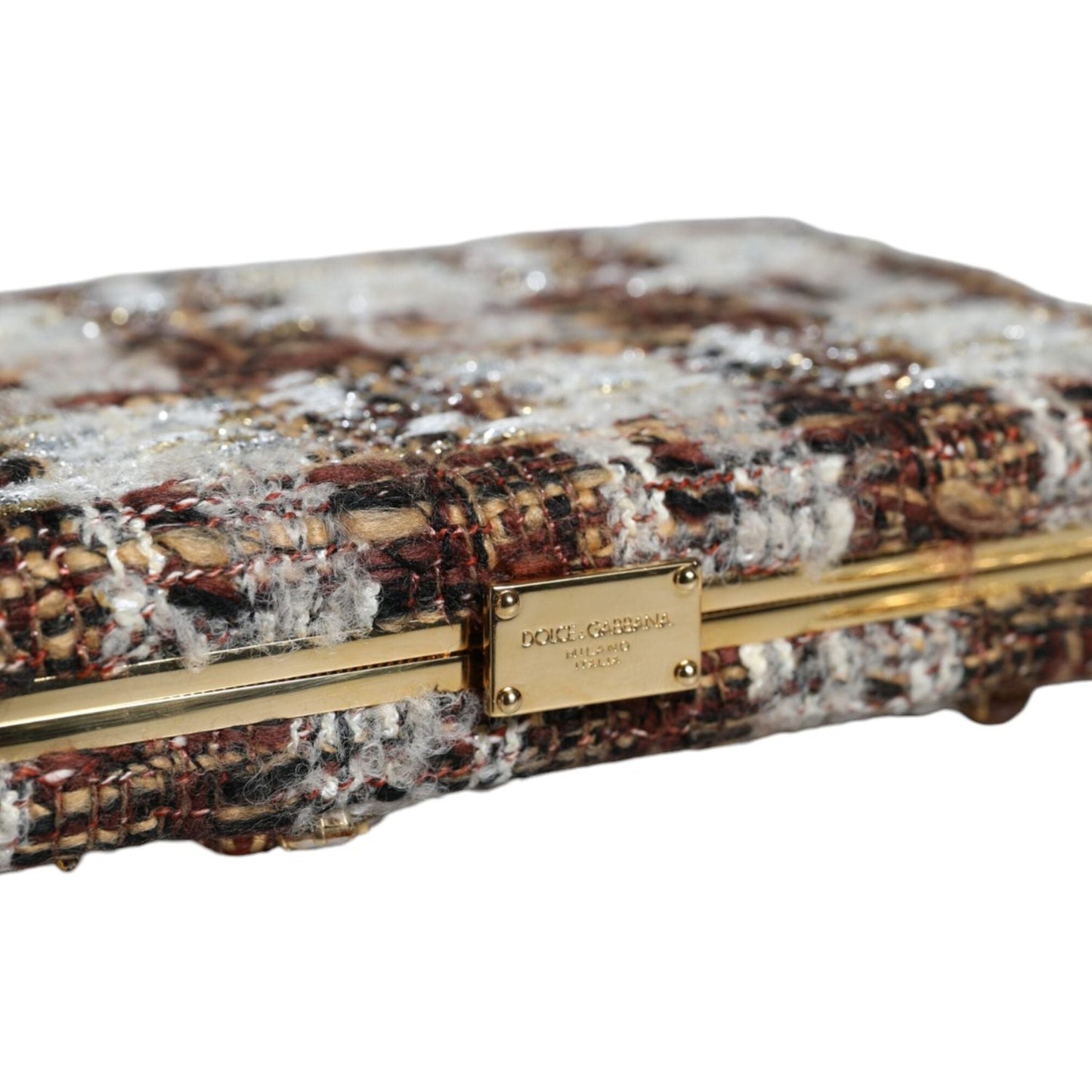 Dolce & Gabbana Multicolor Tweed Floral Clutch Crossbody Bag BAG4129