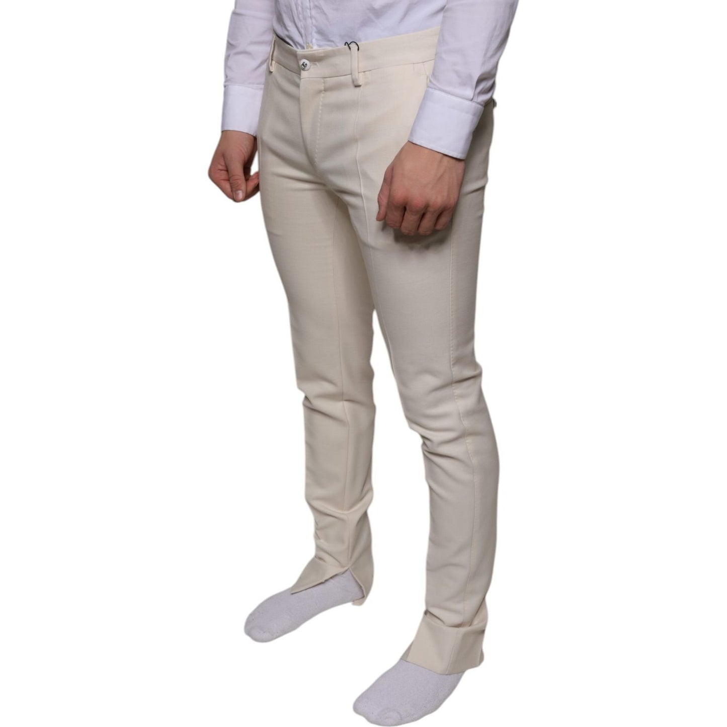 Dolce & Gabbana Off White Chino Wool Skinny Pants PAN75317-48