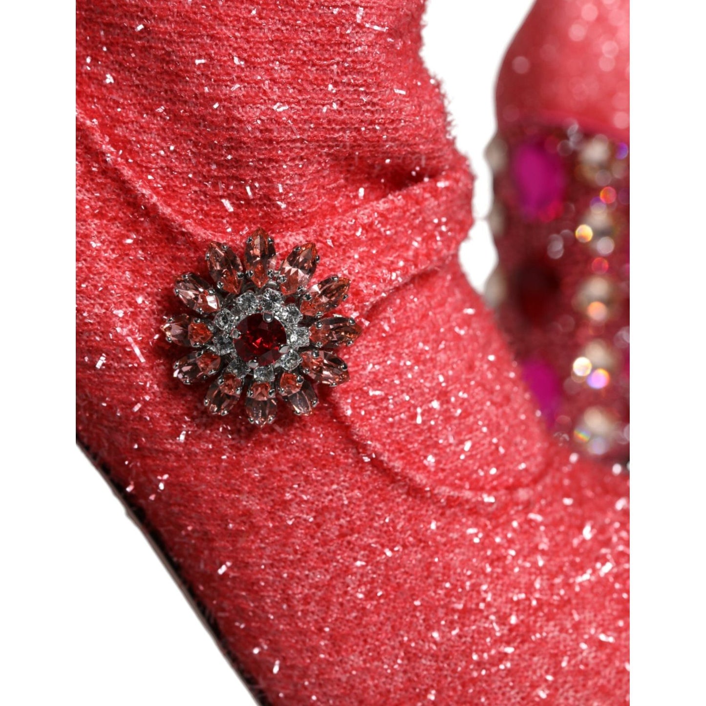 Dolce & Gabbana Pink Crystal Lurex Fantasy High Boots Shoes LA8559-37