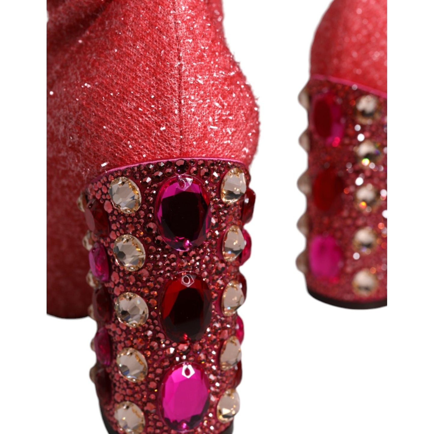 Dolce & Gabbana Pink Crystal Lurex Fantasy High Boots Shoes LA8559-37