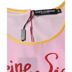 Dolce & Gabbana Pink Silk Araneine Siciliana Print Short Sleeves Top TSH86559-40