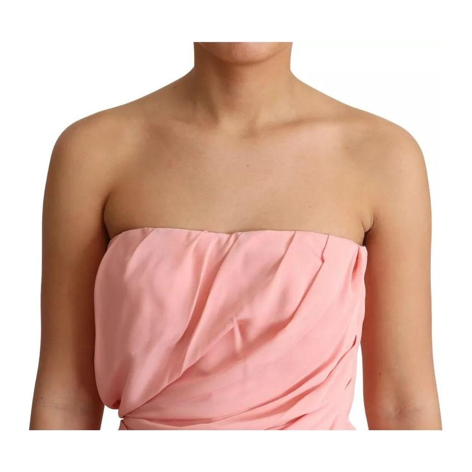 Dolce & Gabbana Dolce & Gabbana Pink Silk Stretch Strapless Sheath Midi Dress DR28037-38 1728,67345645728,Dolce & Gabbana,Dresses - Women - Clothing,IT38 | XS,Material: 94% Silk 6% Elastane,Pink,Preowned / Defect,Women