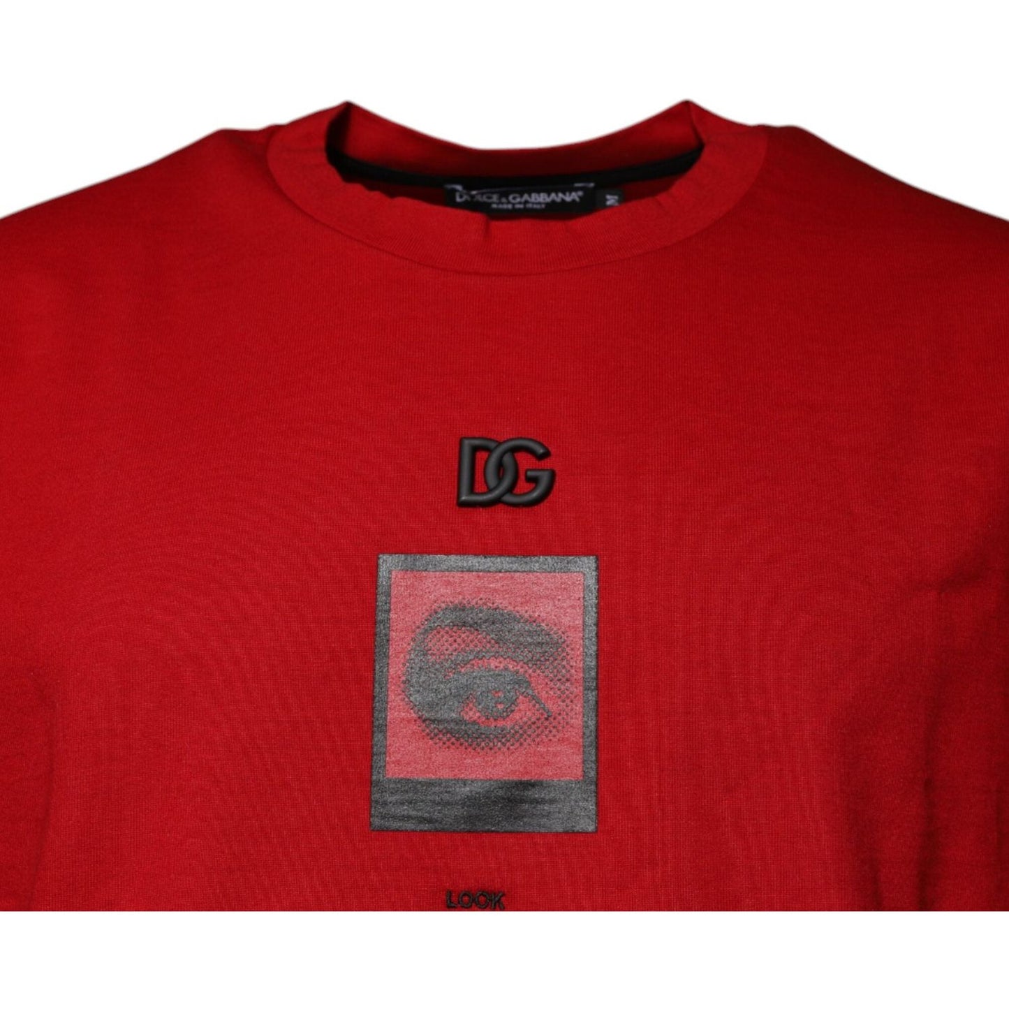Dolce & Gabbana Red DG Eye Cotton Crew Neck T-shirt TSH87472-44