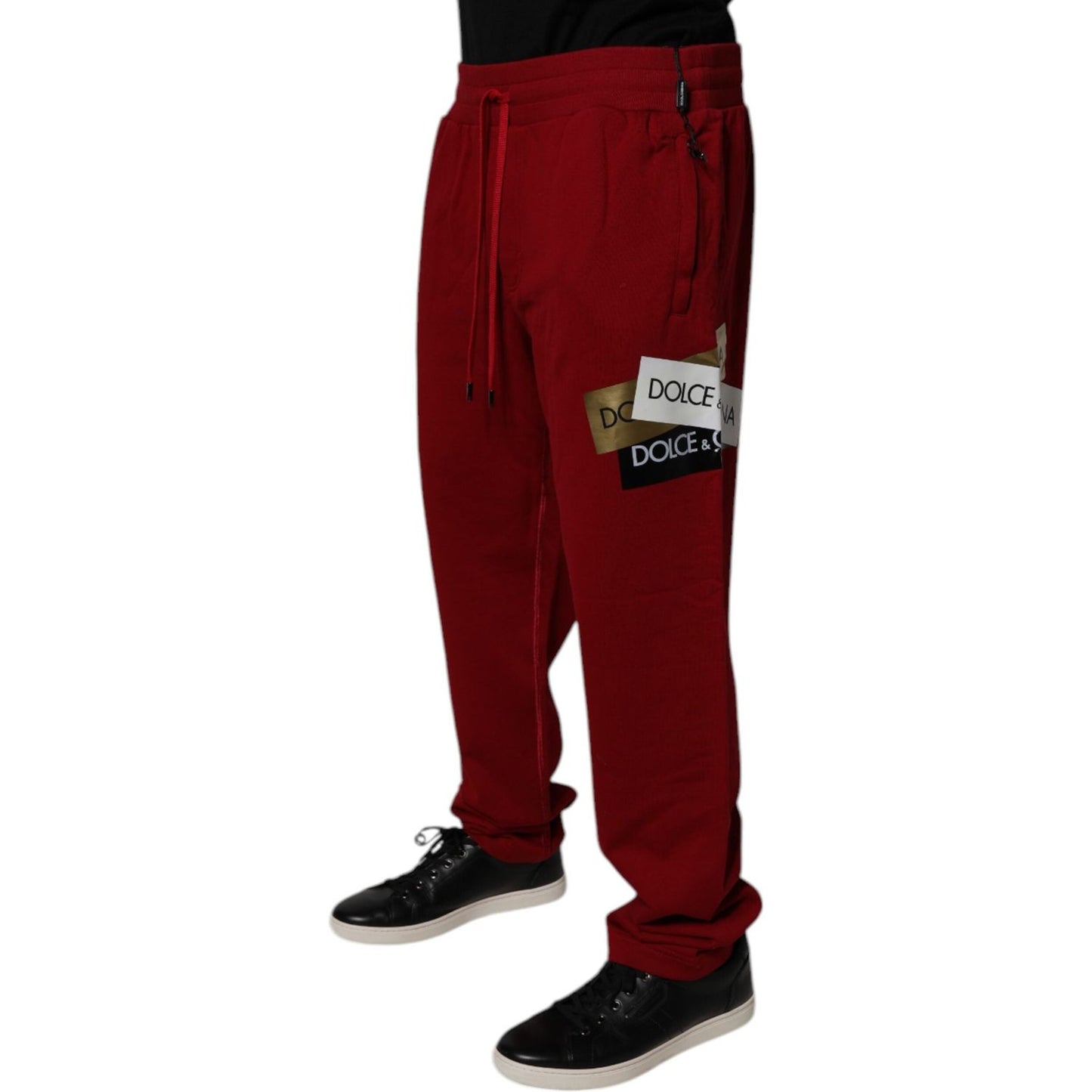 Dolce & Gabbana Red Logo Tape Cotton Jogger Sweatpants Pants PAN75041-58
