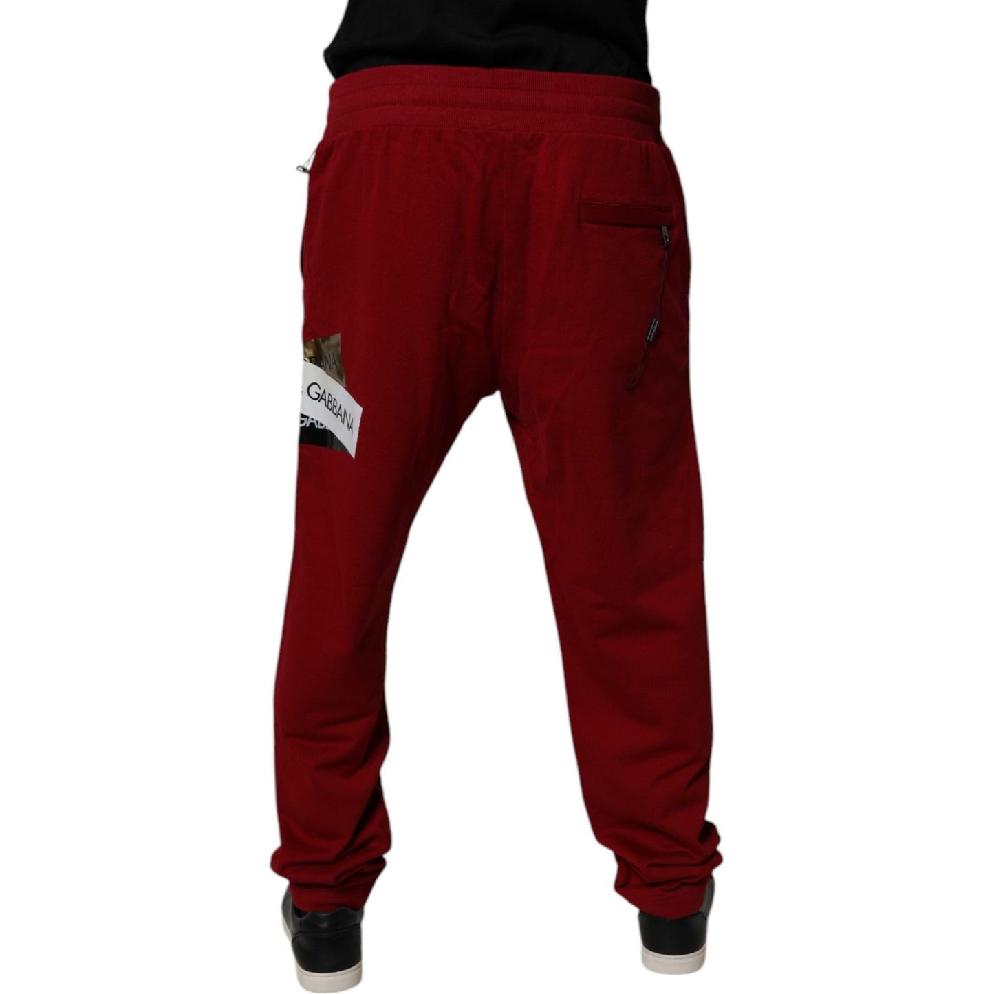 Dolce & Gabbana Red Logo Tape Cotton Jogger Sweatpants Pants PAN75041-58