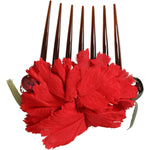 Dolce & Gabbana Red Silk Floral Gold Brass Women Hair Comb FASHION ACCESSORIES Dolce & Gabbana Firebrick