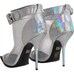 Dolce & Gabbana Dolce & Gabbana Silver Iridescent Pointed Short Boots Shoes LA12004-39 1728,67345645728,Boots - Women - Shoes,Dolce & Gabbana,EU39/US8.5,Material: 70% PVC 20% Calf Leather 7% PU 3% Polyester,Preowned / Defect,Shoes,Silver,Women,Women - Sho