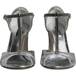 Dolce & Gabbana Silver Leather T-strap Heels Sandals Shoes Dolce & Gabbana Dim Gray
