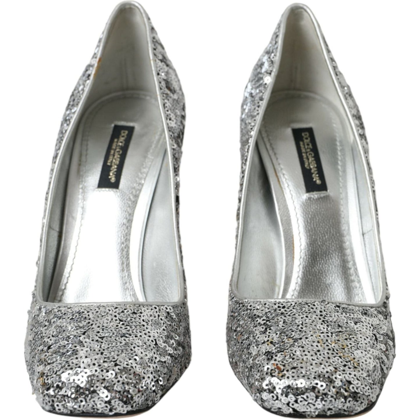 Dolce & Gabbana Silver Sequin Embellished Heels Pumps Shoes LA10787-39