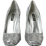 Dolce & Gabbana Silver Sequin Embellished Heels Pumps Shoes LA10787-39