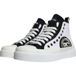 Dolce & Gabbana White Black Cotton Logo High Top Sneaker Shoes MV6218-39