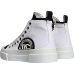 Dolce & Gabbana White Black Cotton Logo High Top Sneaker Shoes MV6218-39