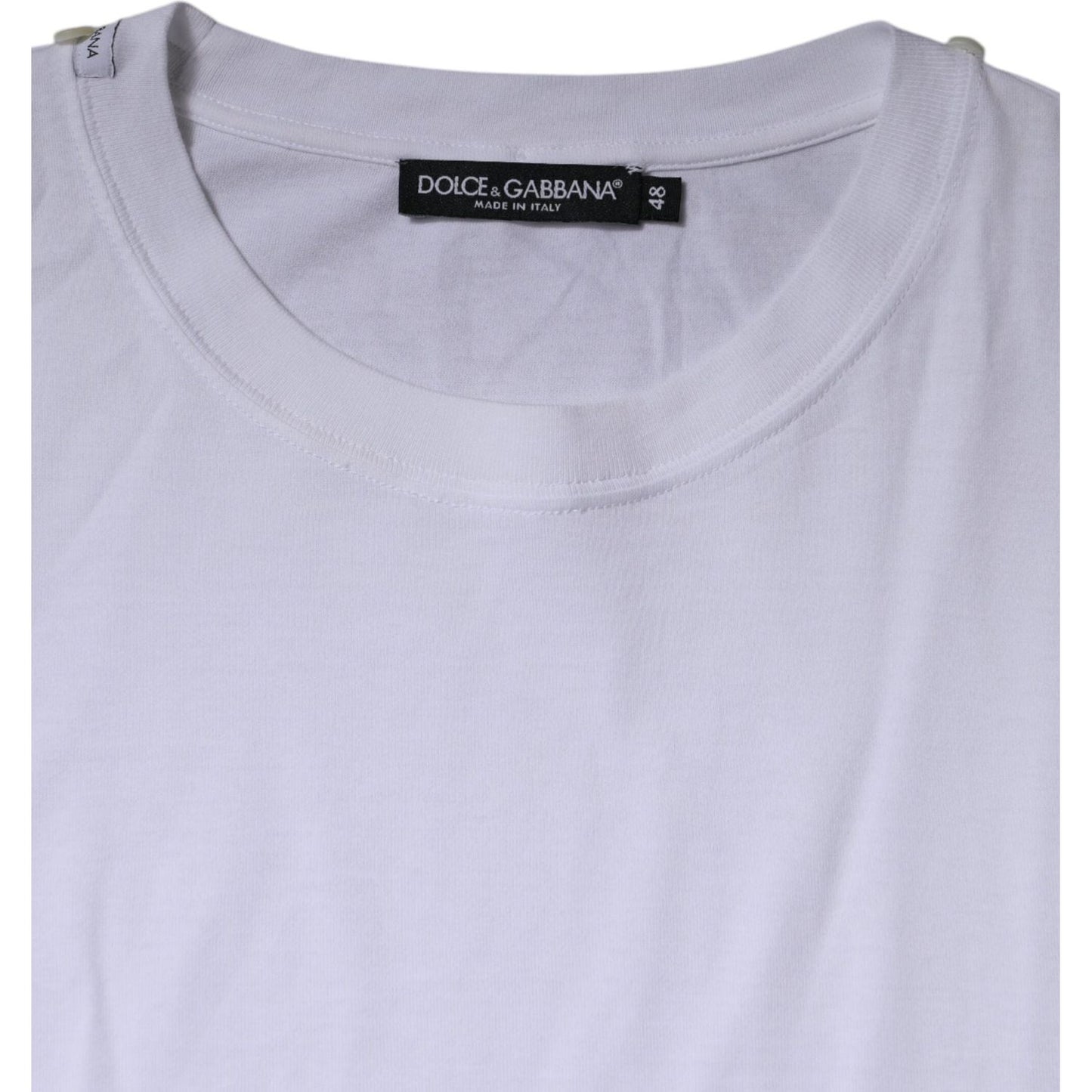Dolce & Gabbana White Cotton Crew Neck Short Sleeves T-shirt TSH87404-48