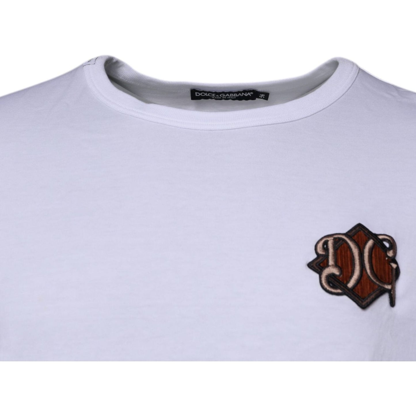 Dolce & Gabbana White DG Embroidery Cotton Crew Neck T-shirt TSH87369-56
