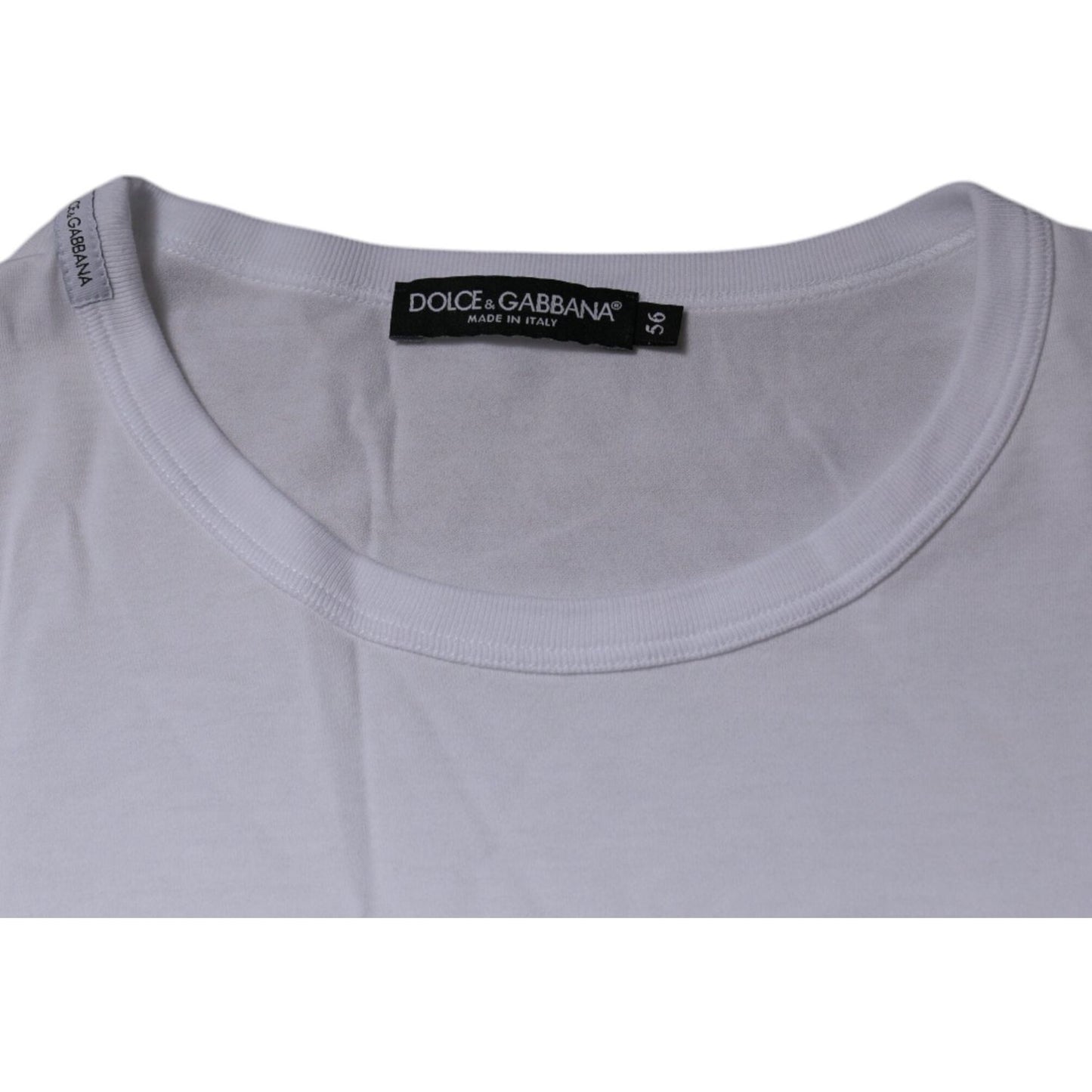Dolce & Gabbana White DG Embroidery Cotton Crew Neck T-shirt TSH87369-56