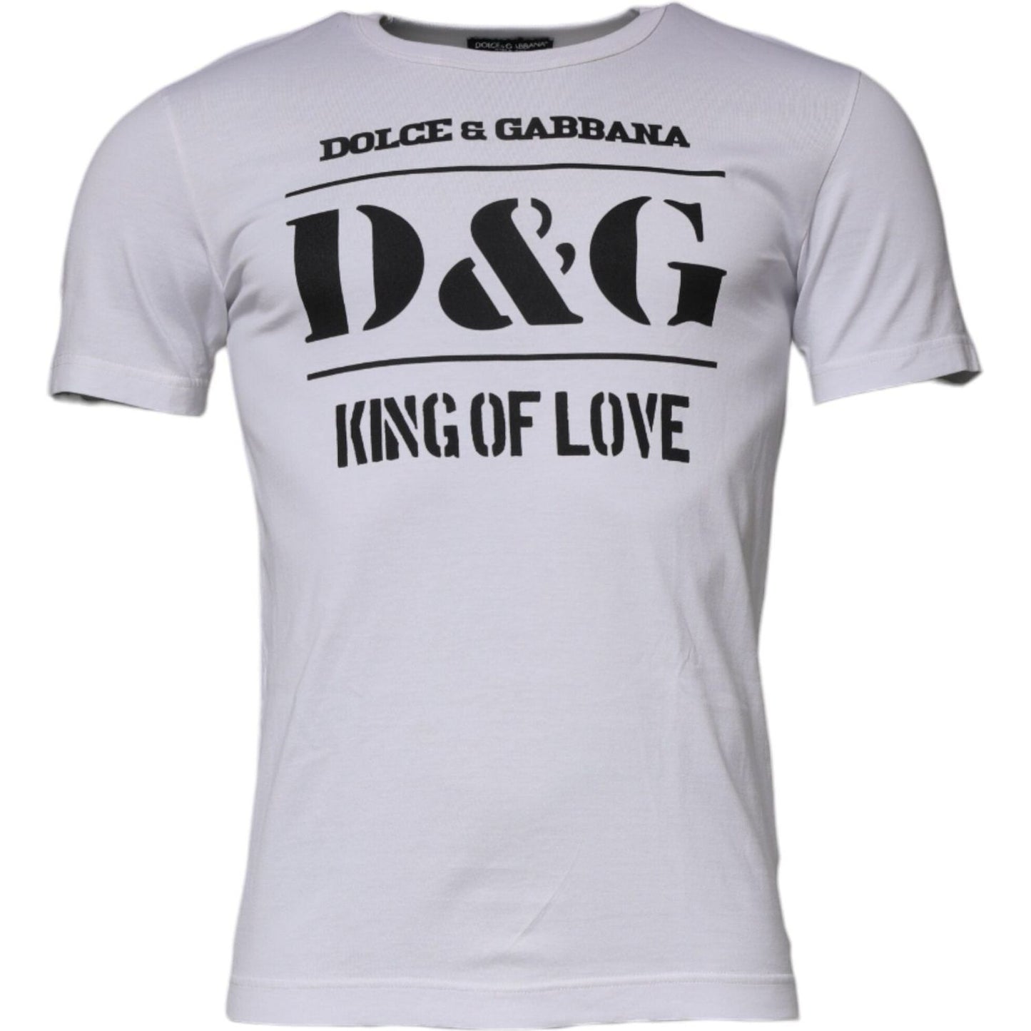 Dolce & Gabbana White D&G King Of Love Cotton Crew Neck T-shirt TSH87371-44