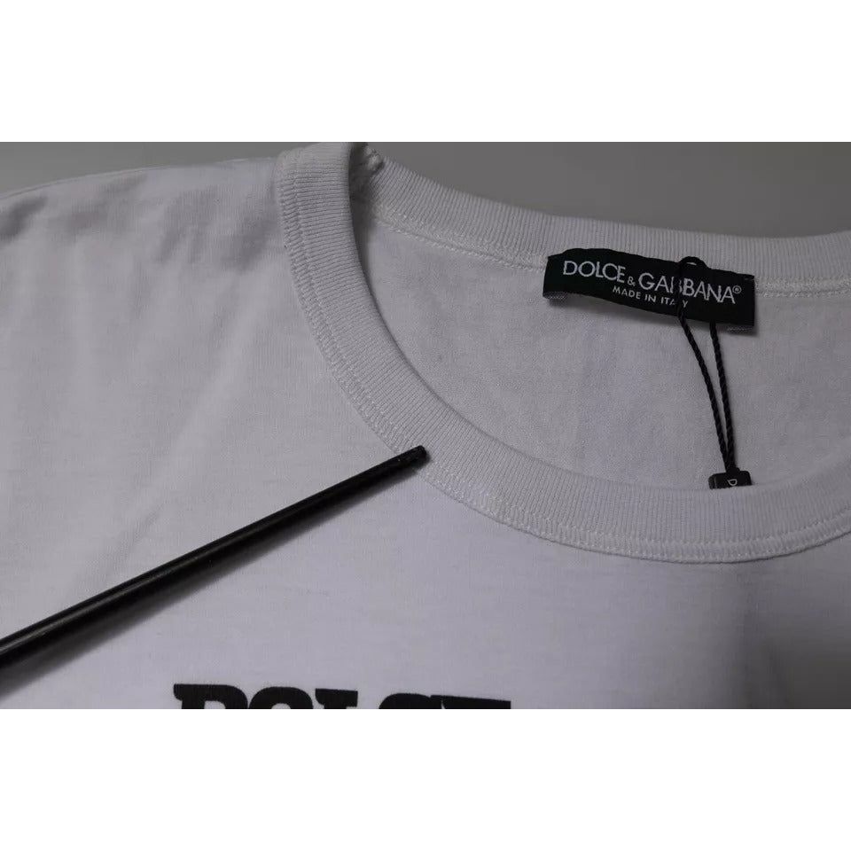 Dolce & Gabbana White D&G King Of Love Cotton Crew Neck T-shirt TSH87371-44