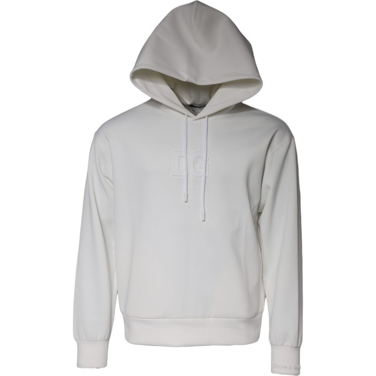 Dolce & Gabbana White DG Logo Hooded Men Sweatshirt Sweater TSH86973-44
