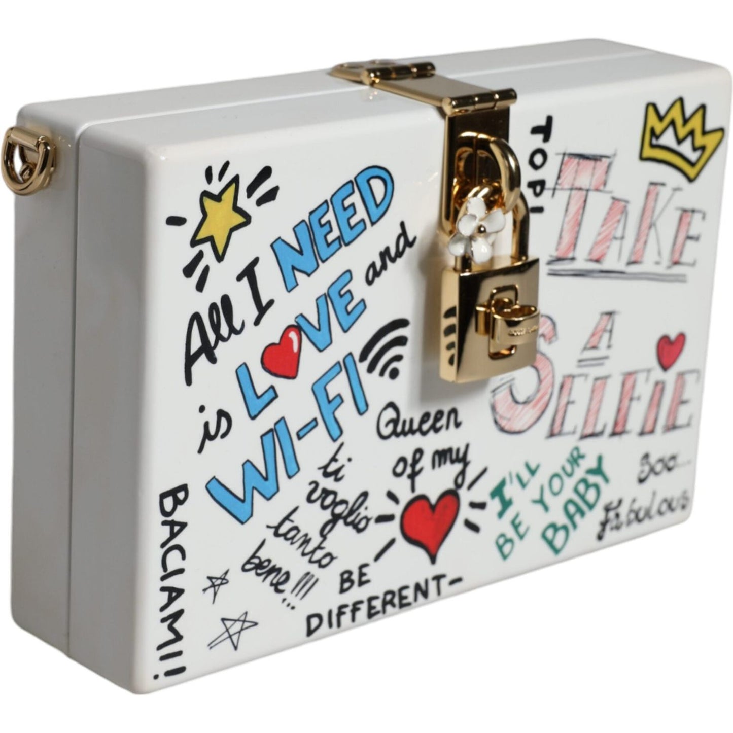 Dolce & Gabbana White Graffiti Print Clutch Crossbody Bag BAG4110