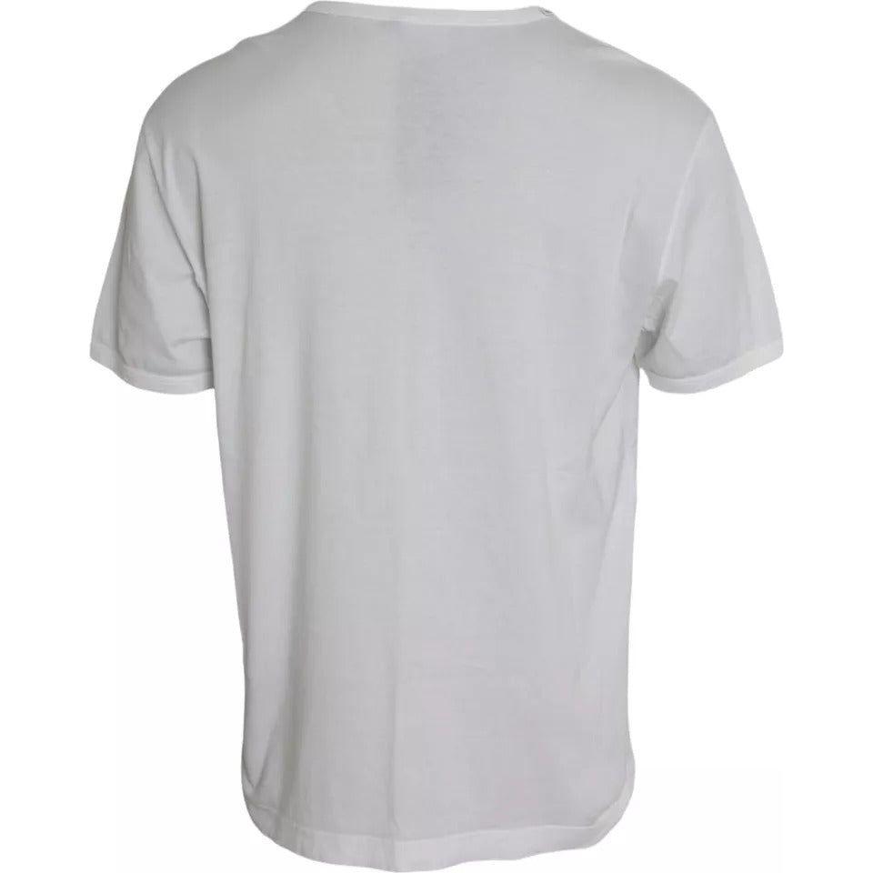 Dolce & Gabbana White Logo Embossed Cotton Crewneck T-shirt TSH86397-56