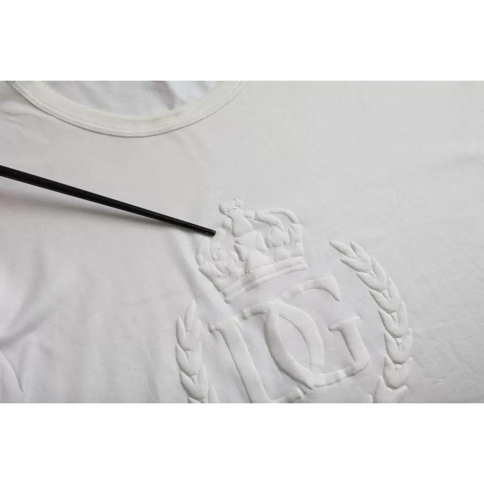 Dolce & Gabbana White Logo Embossed Cotton Crewneck T-shirt TSH86397-56