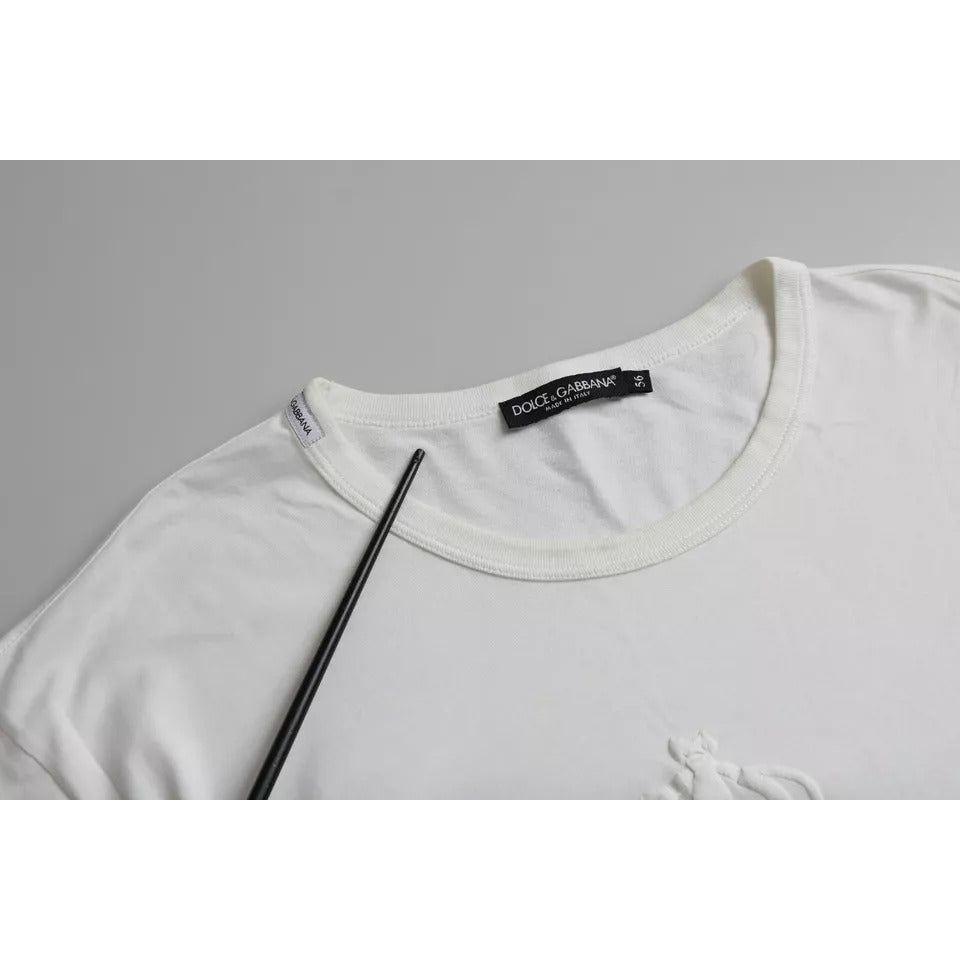 Dolce & Gabbana White Logo Embossed Cotton Crewneck T-shirt TSH86397-56