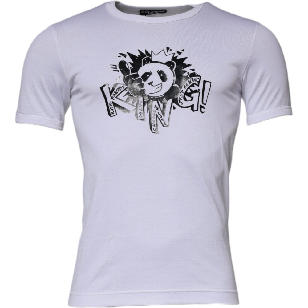 Dolce & Gabbana White Panda King Cotton Crew Neck T-shirt TSH87232-44